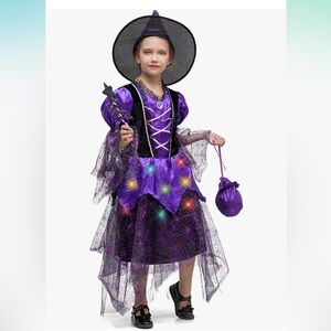 🎃 final price NWT  kids  light up witch fancy dress set  costume size 4/6 years